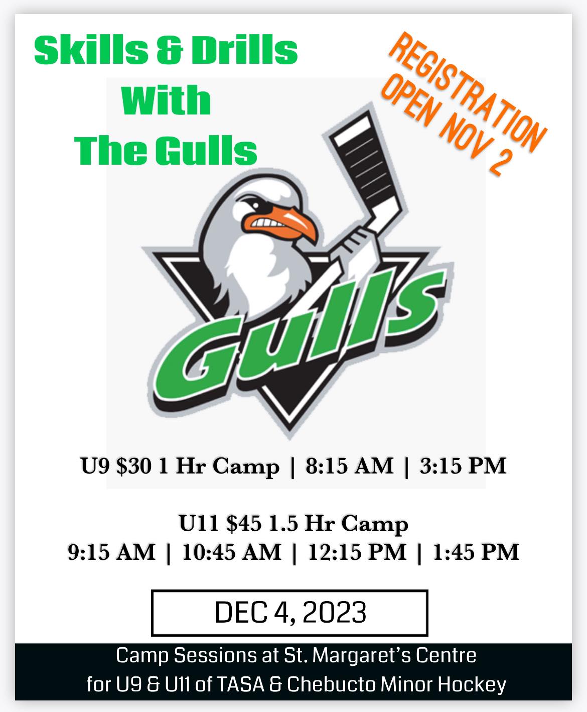 Skills Camp Dec 4 Registration Open Flyer